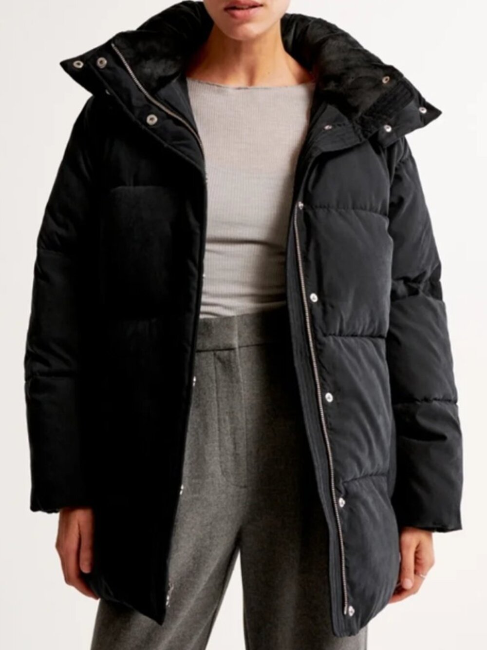Abercrombie & Fitch Ultra Puffer Coat Wind Water Resistant Sueded Hooded L